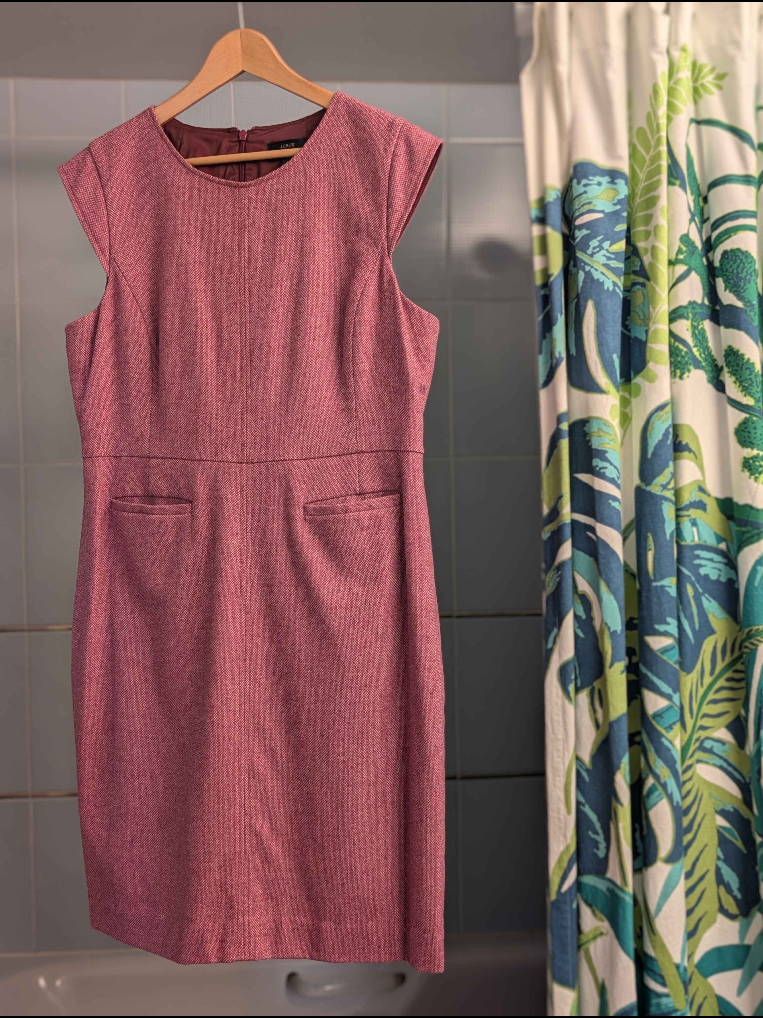 J. Crew Berry Sorbet Wool-Silk Blend Dress